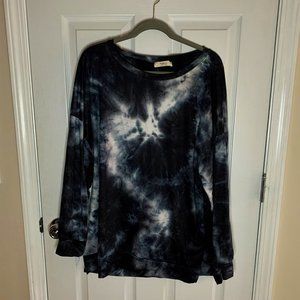A. Gain 1XL Black Tie Dyed Long Sleeve Top NEW